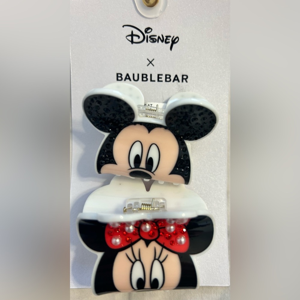 BaubleBar Disney Mickey Minnie Hairclips (set of 2) NWT
